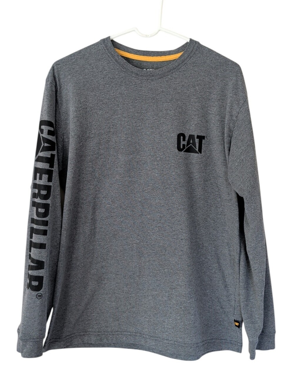 Cat Caterpillar Long Sleeve Graphic Workwear Tee Shirt MEDIUM Gray Heather